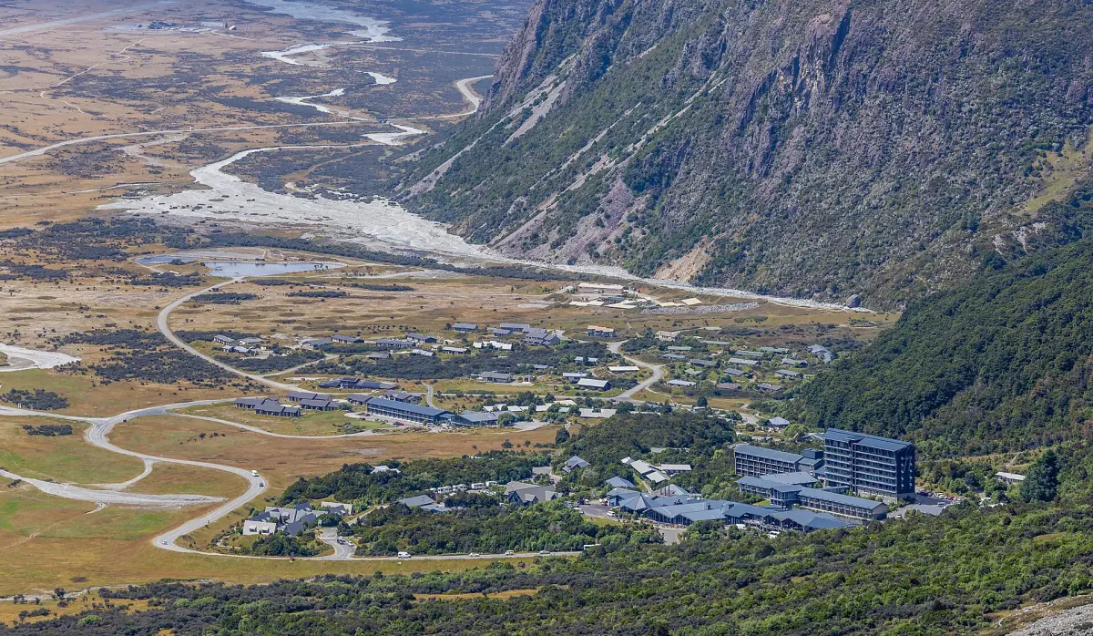 Mount Cook Village from the hillside above